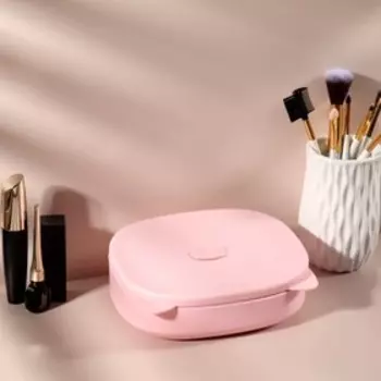 Бокс для хранения косметических принадлежностей, с зеркалом, 3 секции, 17 × 14 × 5,5 см, цвет МИКС