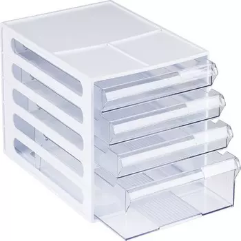 Бокс универсальный Стамм, 4 отделения, лотки прозрачные, белый