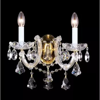 Бра Crystal Lux, Diva 1590/402, E14, 2х40 Вт, 36х24 см, цвет золотой