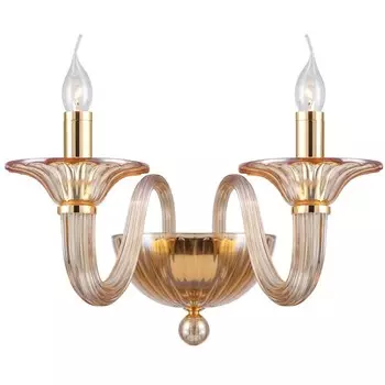 Бра Crystal Lux, Dream 1610/402, E14, 2х60 Вт, 31,5х24 см, цвет золотой
