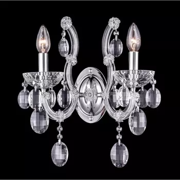 Бра Crystal Lux, Hollywood 2010/402, E14, 2х40 Вт, 39х36 см, цвет хром