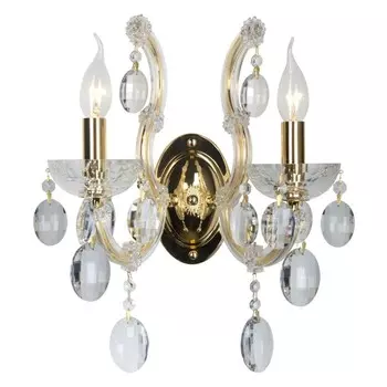 Бра Crystal Lux, Hollywood 2011/402, E14, 2х40 Вт, 38х35 см, цвет золотой