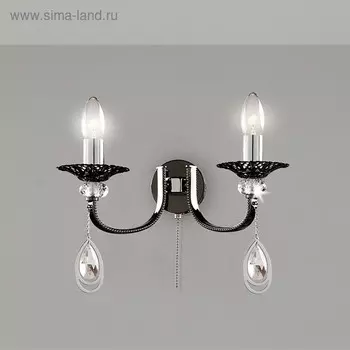 Бра "Дрезден" 2x60Вт E14 черный, хром 37x20,5x18см