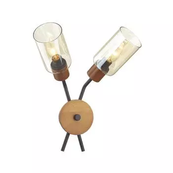 Бра FERN, E14, 2x60Вт, цвет чёрный, дерево