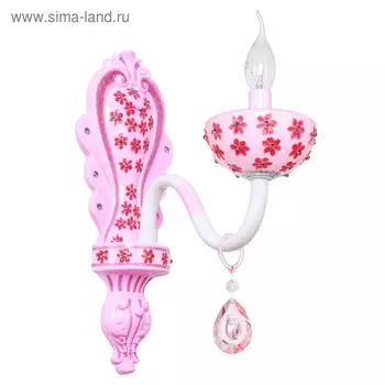 Бра «Юсау», 40Вт E14, цвет розовый, белый