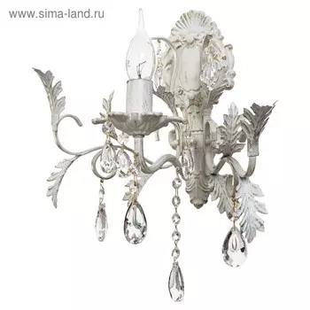 Бра классика с хрусталем "Вирджиния" 1 лампа 60W E14 белый-золото 27х12х12 см