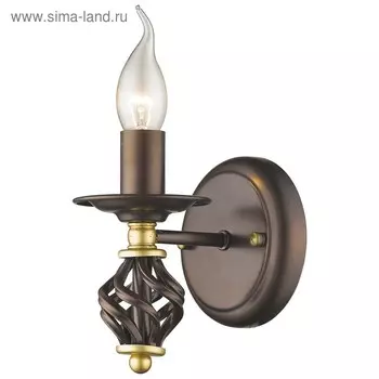 Бра "Луиза" 1x60Вт E14 коричневый, золото 14,5x12x26см
