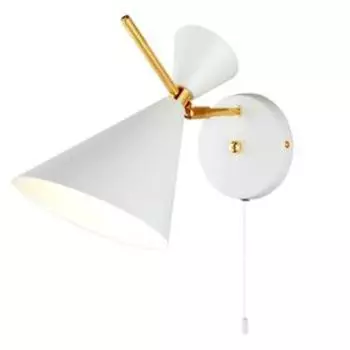 Бра MD.0702-1-W WH+FGD, 1x60Вт E14, цвет белый, золото