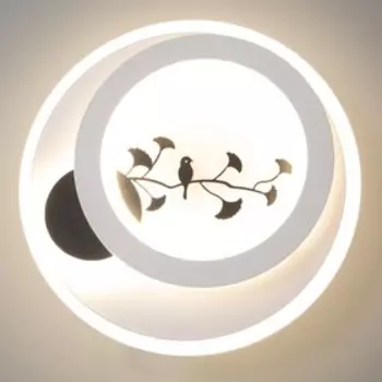 Бра "Птичка на ветке" LED 25Вт 4000К бело-черный 24х24х4 см