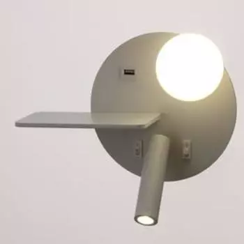 Бра с левой полочкой 85104/2 LED 5+3Вт 4000К USB белый 26х11х18 см