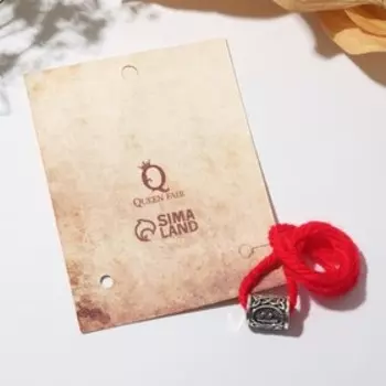 Браслет-амулет на нити «Красная нить» руна мудрость, красный с чернёным серебром, 30 см