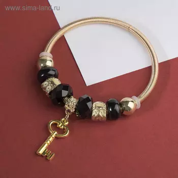 Браслет ассорти «Марджери» ключ, цвет чёрно-золотой в золоте, d=6,5 см