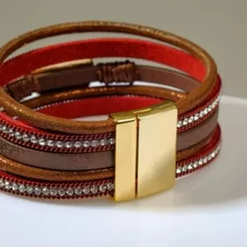 Браслет ассорти "На магните" роскошь, цвет тёмно-коричневый в золоте, 19,5 см