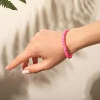 Браслет "Бисер" бусики, тренд, цвет ярко-розовый