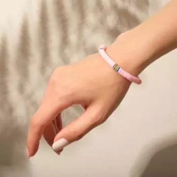 Браслет "Бисер" бусики, тренд, цвет светло-розовый