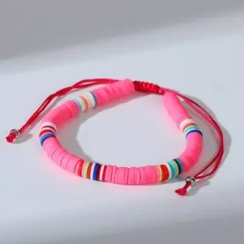Браслет "Бисер" на резинке, неон, цвет розовый, L=7