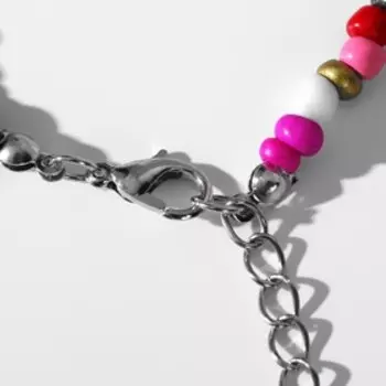 Браслет "Бисер" на резинке, подковка, цветной, L=18