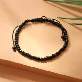 Браслет "Бисер" тренд минимал, цвет чёрный, 18см