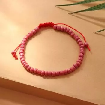 Браслет "Бисер" тренд минимал, цвет малиновый, 18см