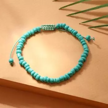 Браслет "Бисер" тренд минимал, цвет морской, 18см