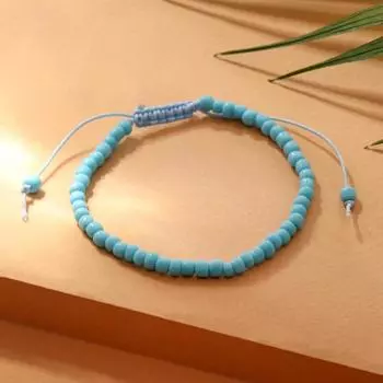 Браслет "Бисер" тренд минимал, цвет небесно-голубой, 18см