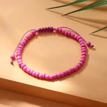 Браслет "Бисер" тренд минимал, цвет неоново-розовый, 18см