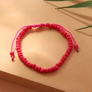 Браслет "Бисер" тренд минимал, цвет ярко-розовый, 18см