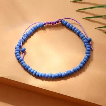 Браслет "Бисер" тренд минимал, цвет синий, 18см