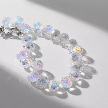 Браслет «Блеск» бусины, цвет радужный в серебре, 16 см