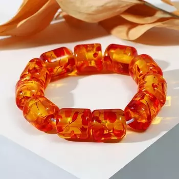 Браслет бочонок "Пластик" под янтарь