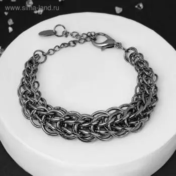 Браслет "Цепь" габарит, цвет серый металл, 28см