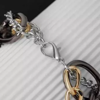 Браслет "Цепь" круглые звенья, многоярусный, цвет золото в сером металле,L=19см