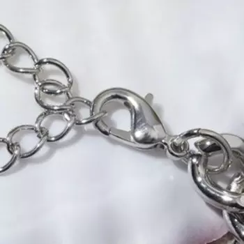 Браслет "Цепь" крупная вставка, цвет белый в серебре, 18см