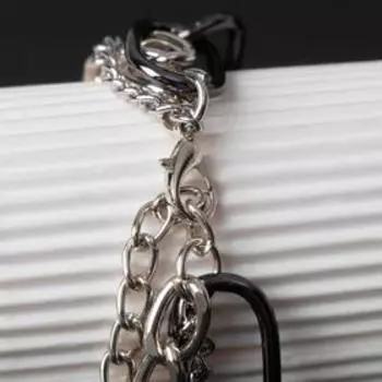 Браслет "Цепь" крупные звенья, многоярусный, цвет серебро в сером металле, L=18см