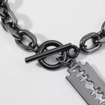 Браслет "Цепь" лезвие и подвеска, цвет серый ,L=20см