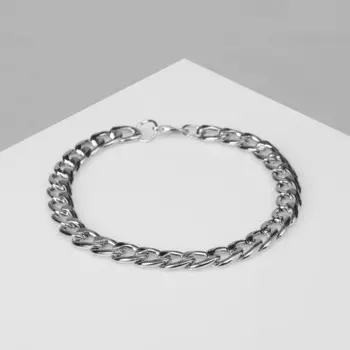 Цепочка на руку мужская «Цепь», лёгкая, 21 см, цвет серебро