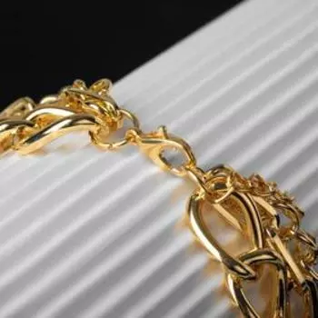 Браслет "Цепь" овальные звенья, многоярусный, цвет золото,L=18см