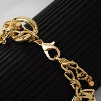 Браслет "Цепь" овальные звенья, многоярусный, цвет золото, L=18см