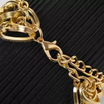 Браслет "Цепь" переплетения, многоярусный, цвет золото,19см