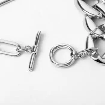 Браслет "Цепь" разные звенья, цвет серебро, 24см