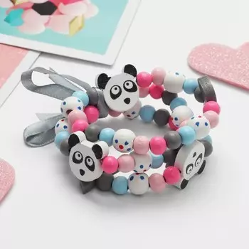 Браслет детский «Выбражулька» 3 нити, панда, цветной