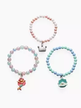 Браслет детский «Выбражулька», 3 шт. сияние, d=6 см. русалка, корона, ракушка, цветной