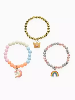 Браслет детский «Выбражулька», 3 шт. сияние, d=6 см. единорог, радуга, корона, цветной