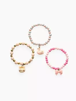 Браслет детский «Выбражулька», 3 шт. сияние, d=6 см. кот, лебедь, бант, цветной