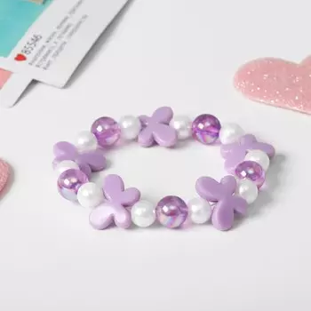 Браслет детский «Выбражулька» бабочка, цвет бело-сиреневый