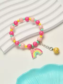 Браслет детский «Выбражулька» бусина на цепочке и радуга, цветной