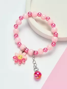 Браслет детский «Выбражулька» бусина на цепочке и цветок, цветной