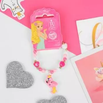 Браслет детский "Выбражулька" фламинго, цвет бело-розовый