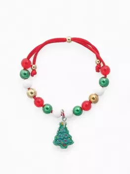Браслет детский Выбражулька «Ёлочка» на затяжке, бусины, d=5 см. разноцветный