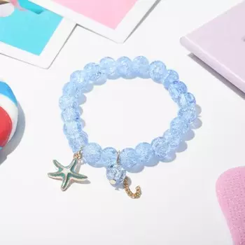 Браслет детский «Выбражулька» морская звезда, цвет голубой в золоте